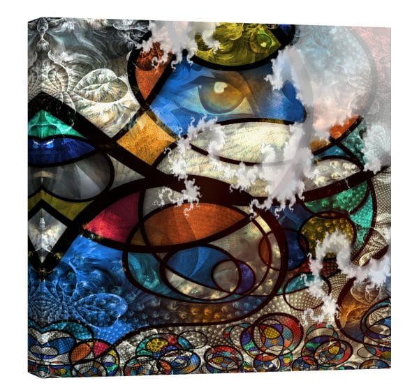 tablou canvas ochi in peisaj abstract luminescent decor interior