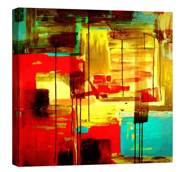 tablou canvas abstract rosu curgand luminescent decor modern