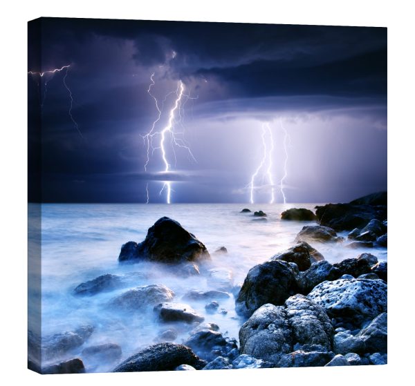 Tablou canvas furtuna fulgere mare luminescent