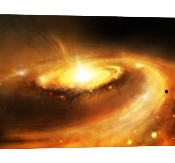 Tablou canvas galaxie aurie luminescent