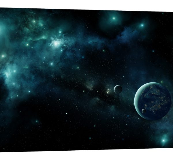 Tablou canvas galaxie albastra luminescent