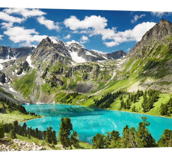 Tablou canvas lac munti luminescent