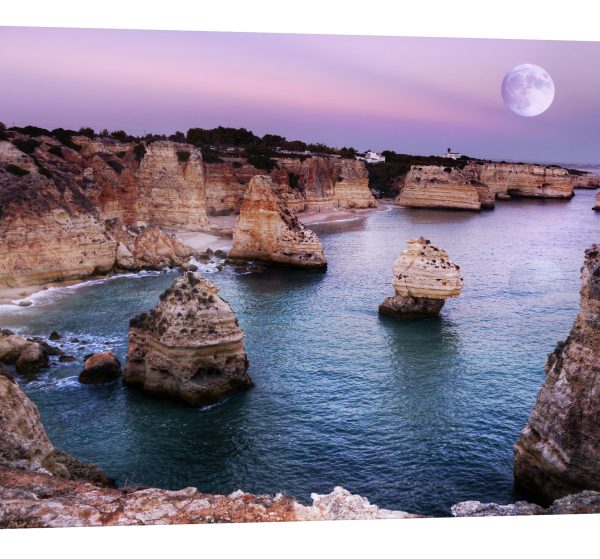 tablou canvas luna cer roz luminescent