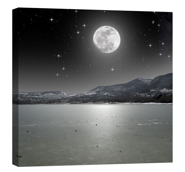 Tablou canvas luna lac inghetat luminescent