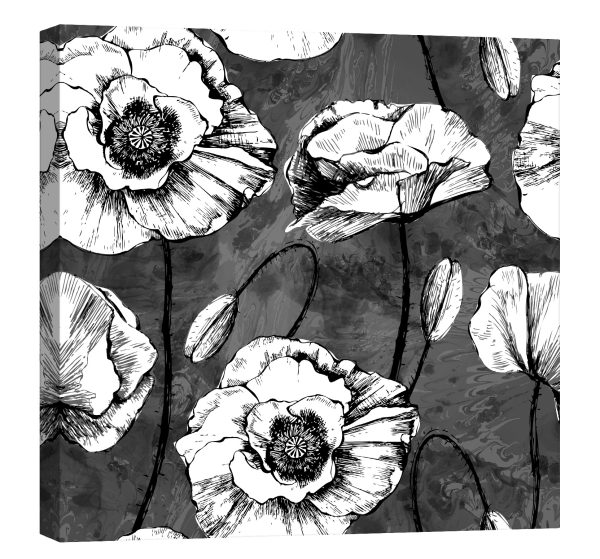 Tablou canvas maci alb negru luminescent